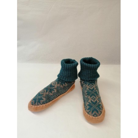 Kids Turquoise Wool Slippers