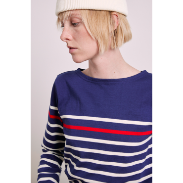Women Navy/White marinière with red stripe by Le Minor
