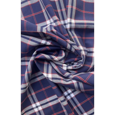 BLUE TARTAN POPLIN FABRIC
