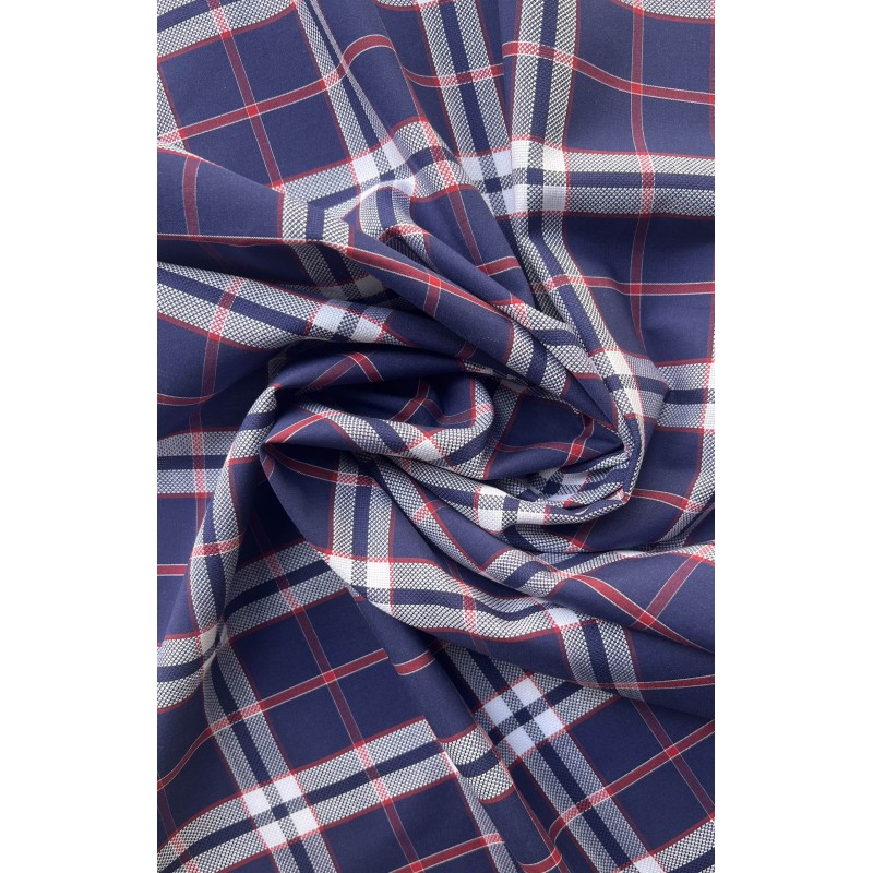 BLUE TARTAN POPLIN FABRIC