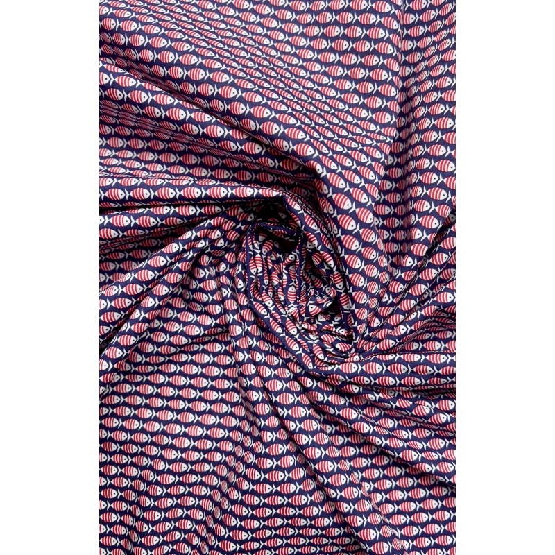 RED FISH PRINTED POPLIN