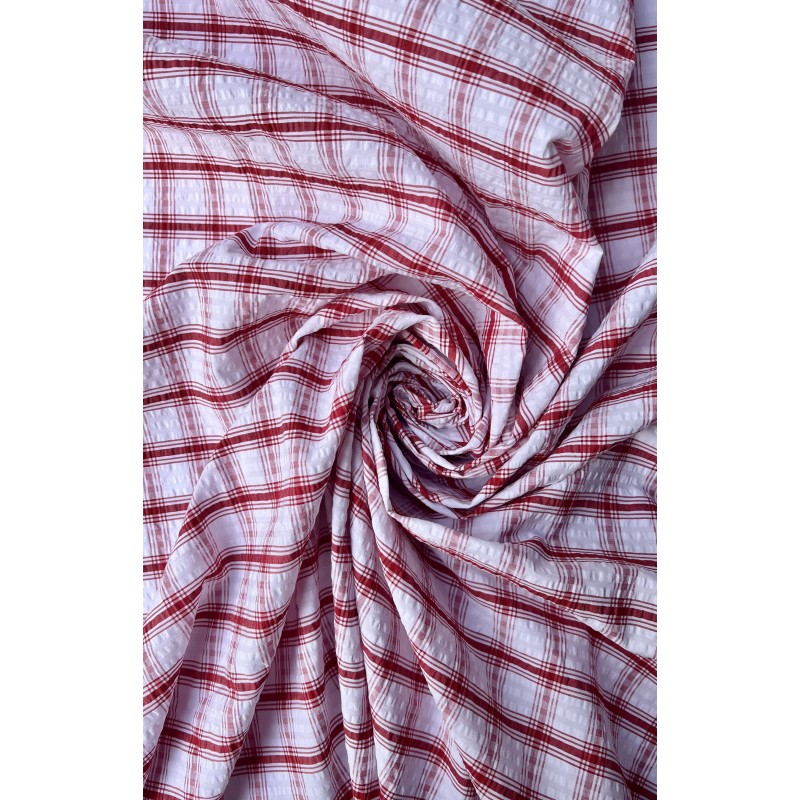 RED CHECKED SEERSUCKER