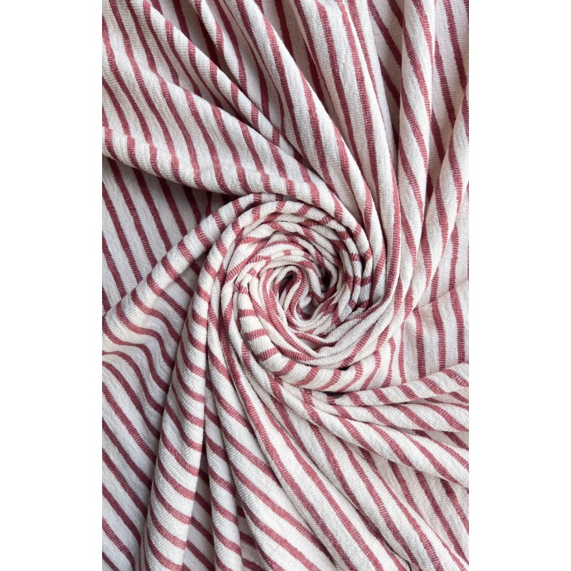STRIPED TERRY FABRIC OLD PINK / WHITE